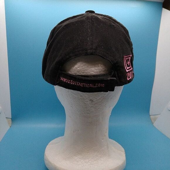 5.11 Tactical Pink Logo 2010 Scope Strap Back Black Baseball Cap Hat Adjustable - Picture 2 of 6